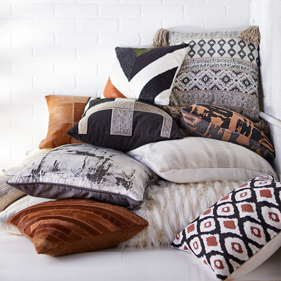 Color and Printed throw pillows