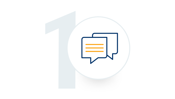 Number 1 icon overlayed with an overlapping speech bubbles icon.