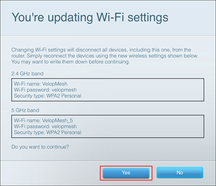 updating WiFi settings