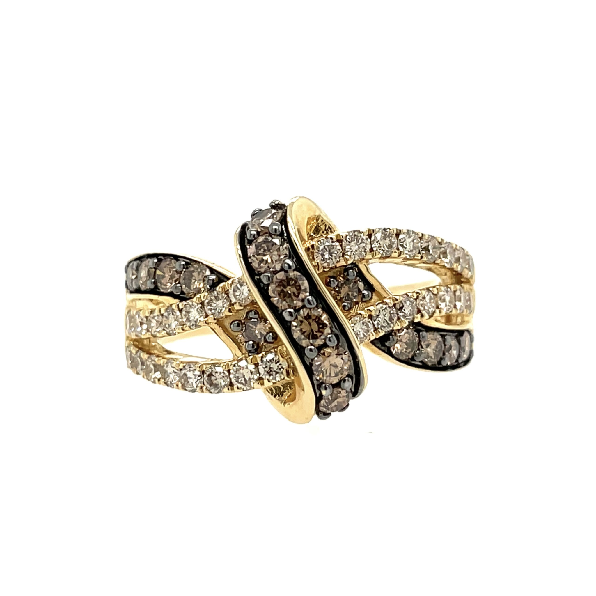 Make every moment unforgettable with this 14K yellow gold Le Vian® ring featuring 1 carat total weight of dazzling chocolate and vanilla diamonds. A luxurious statement piece with timeless elegance.
