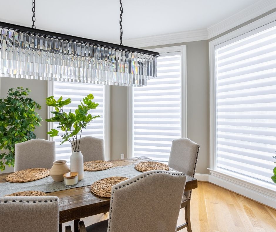 Dual Shades add style and sophistication to your dining room.