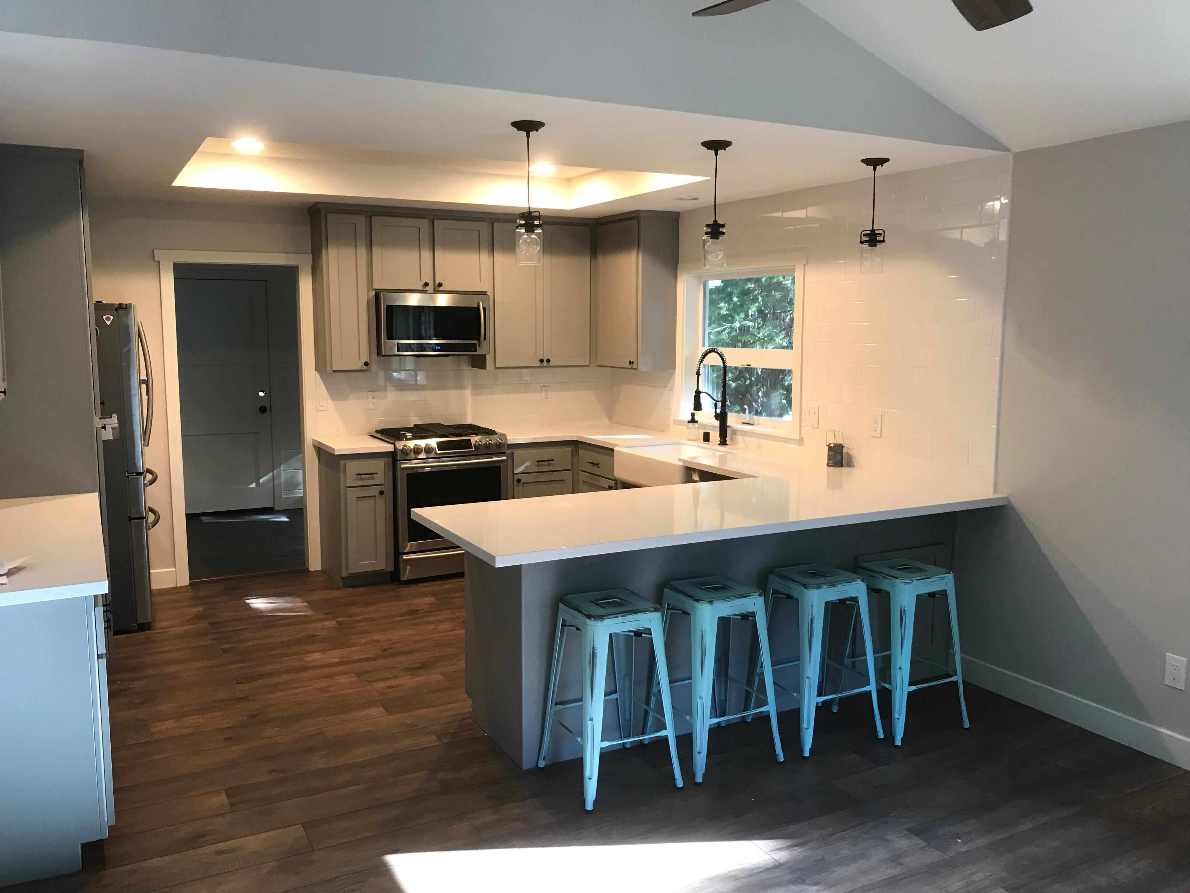 Great new color to these old kitchen cabinets