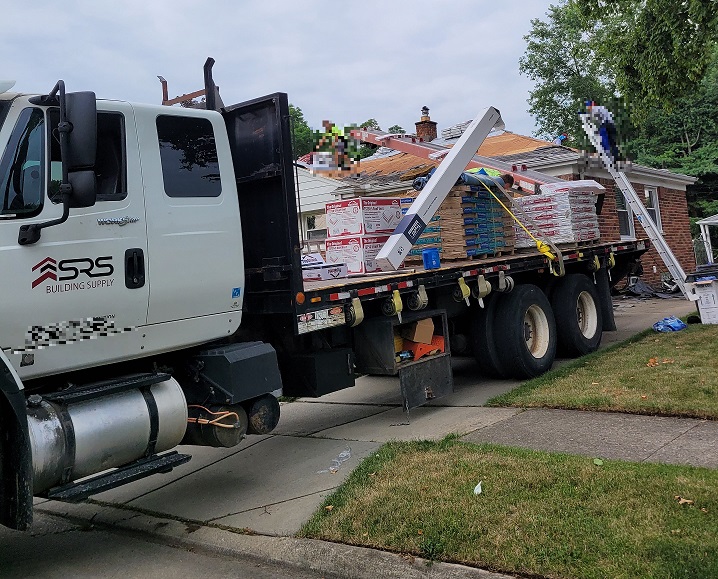 Our suppliers load the shingles directly on to the roof Richards & Swift Roofing Troy (248)544-3908