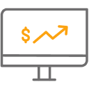 Uptrend computer screen icon.