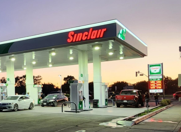 Sinclair gas station and fueling island