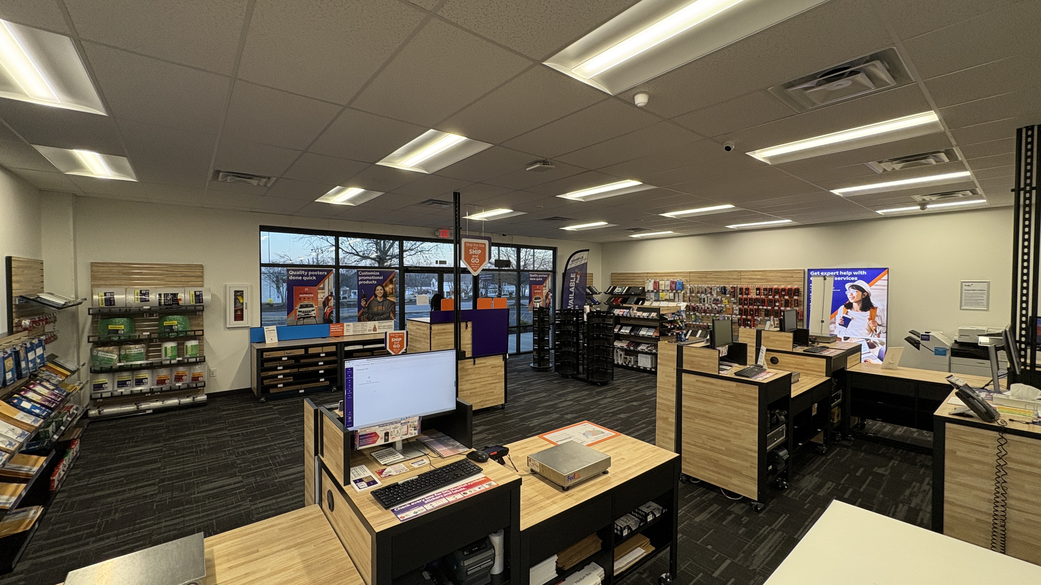 Expert Service in Columbia, SC: A view from our service counter, where our team is ready to provide professional assistance for all your packing, shipping, and printing projects.
