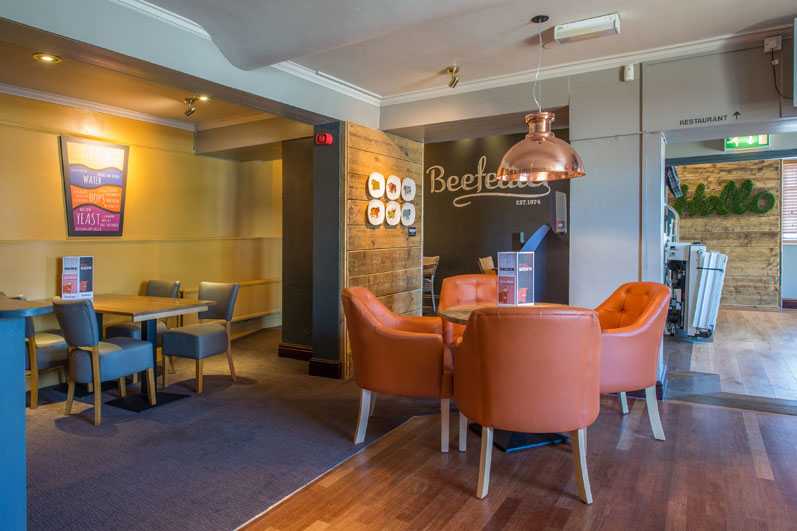 Beefeater restaurant interior Premier Inn Stockport South hotel Stockport 03333 219051