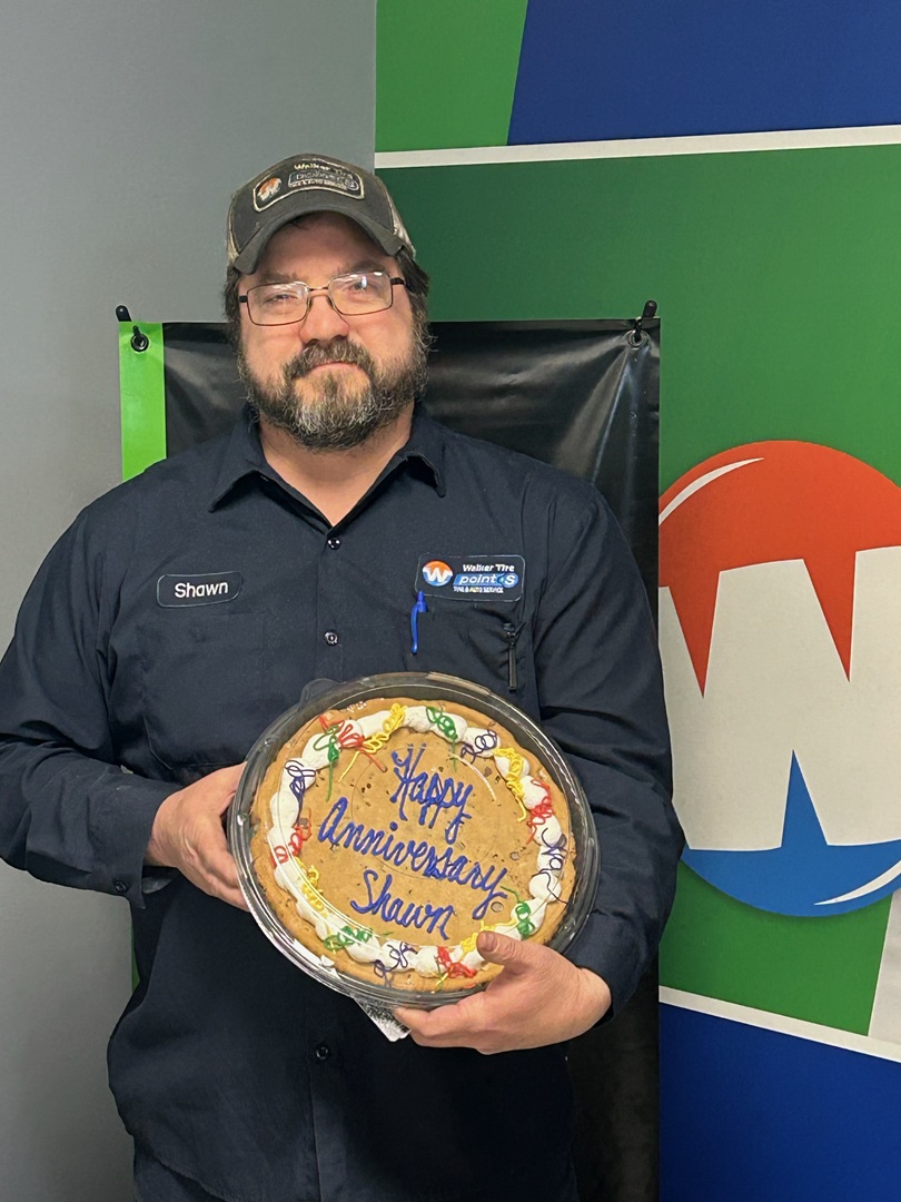 Celebrating Shawn Carlson’s anniversary at Walker Tire Point S in Wahoo, Nebraska