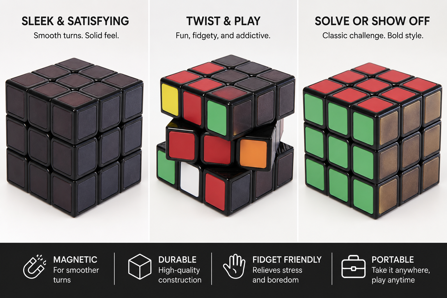 Challenge your mind with the Rubik's Phantom Cube! ???? Its heat-sensitive tiles reveal vibrant colors only when touched, then fade back to black, making every solve a unique and exciting puzzle.