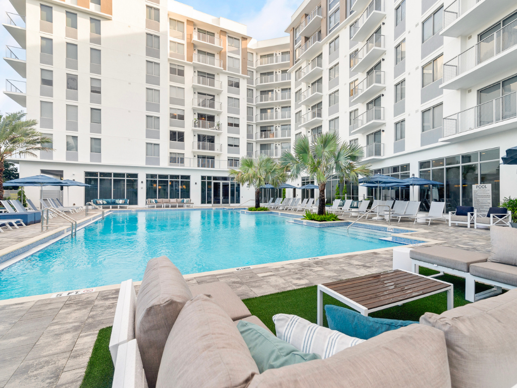 Heated Swimming Pool at The Marc Luxury Apartments in Palm Beach Gardens FL