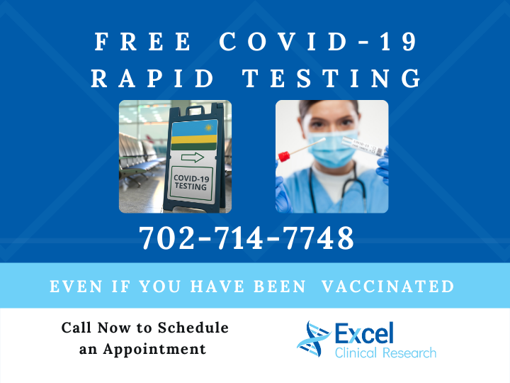 Get a free COVID-19 rapid test today. Our Las Vegas location is offering free rapid COVID-19 testing; even if you have already received your vaccine. Call now to schedule your appointment. #RapidTesting #Covid-19  #ClinicalResearch #LasVegas