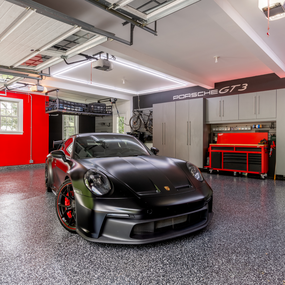 The garage of your dreams needs more than a cool car. Get your garage organized in Lancaster, PA by calling PremierGarage of Lancaster. Our custom garage cabinets, durable epoxy flooring, and overhead garage storage are just what you need to get your garage in gear!