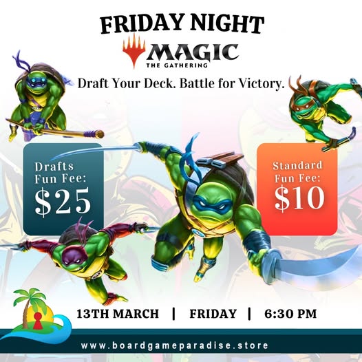 6:30 PM &ndash; Friday Night Magic: Drafts, Standard and More! Hey there, one and all, we&rsquo;ve made it simple! Check out the menu below for what FNM events we will be running and what they entail.