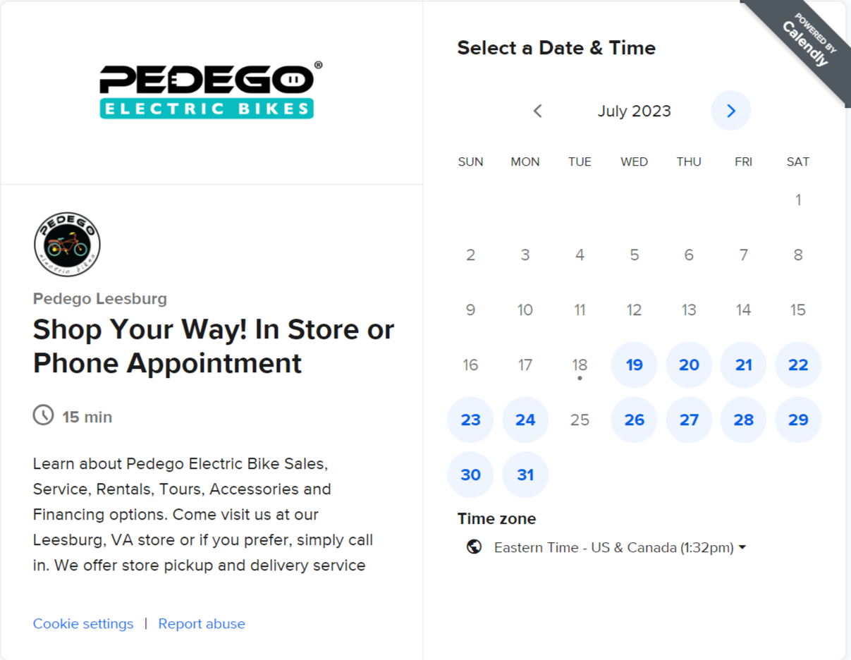 Pedego Leesburg Book an Appointment - Shop your way