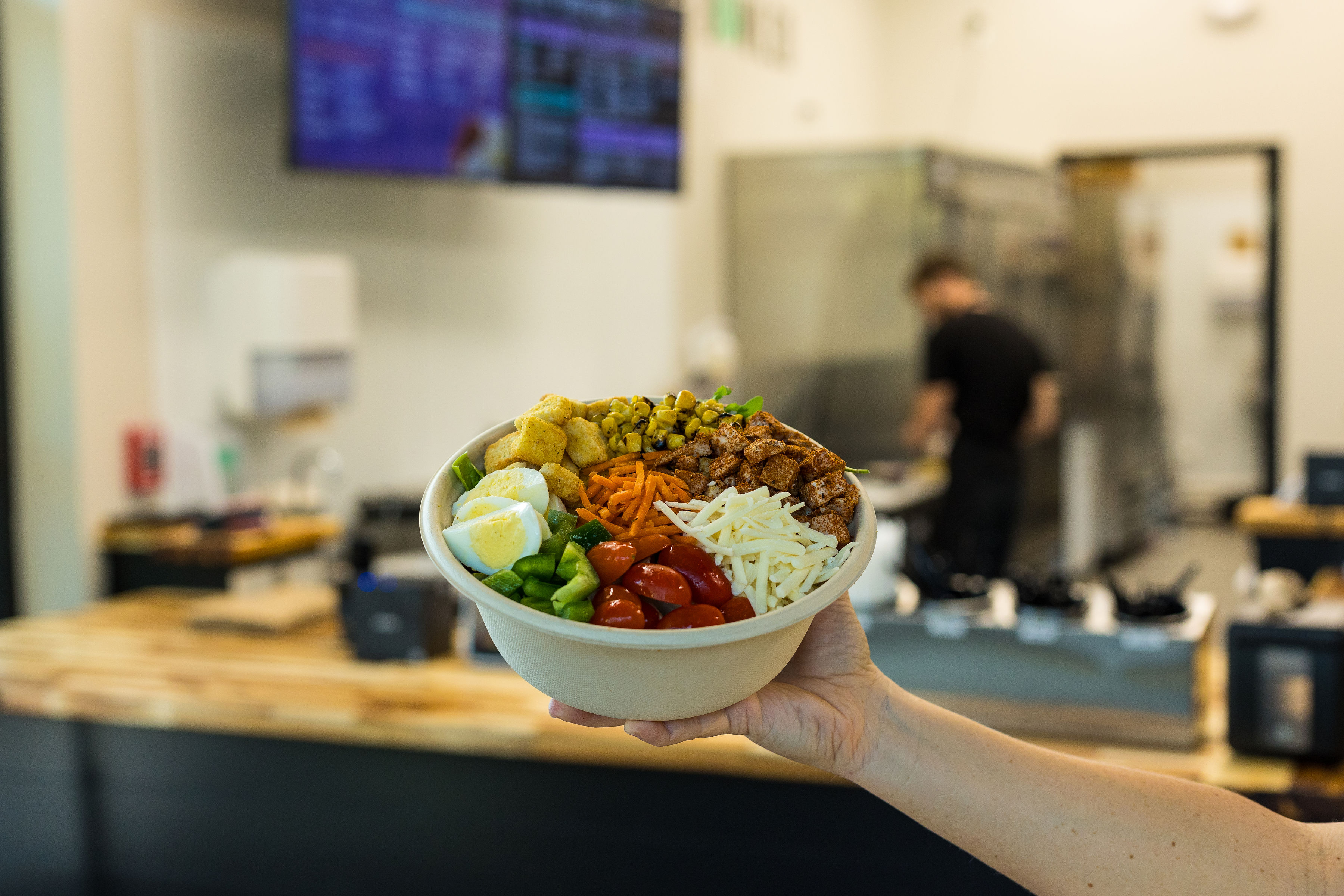 You pick your greens, grains, veggies and dressing. We can toss it all together or serve the dressing on the side. You choose!