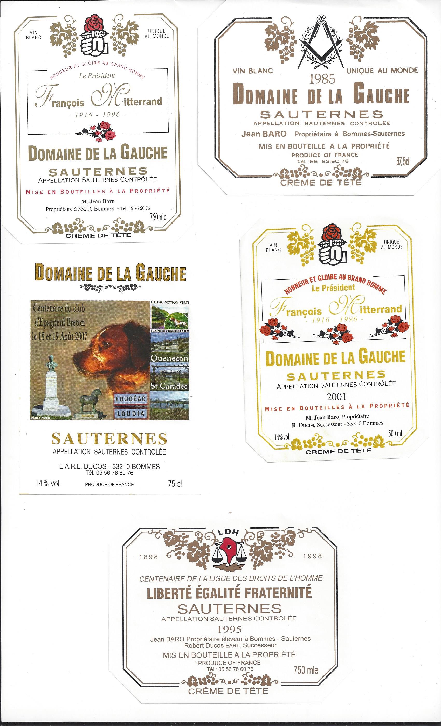 Divers étiquettes Domaine de la Gauche