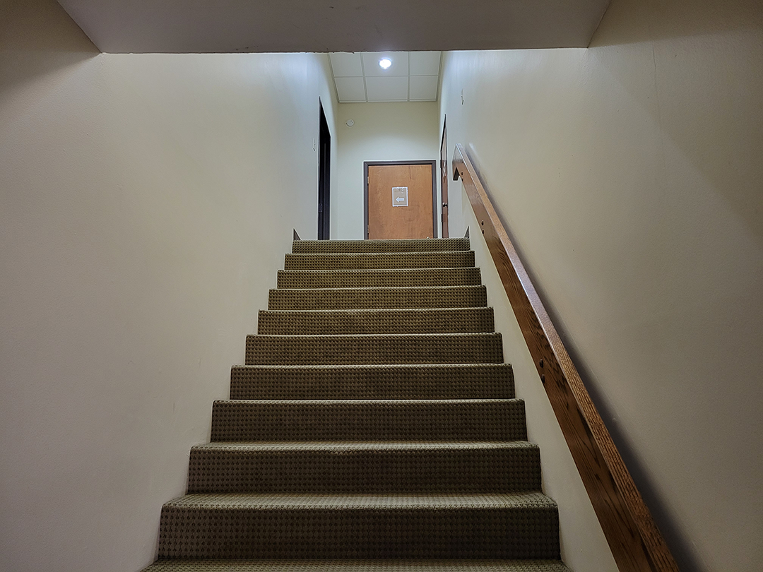 Stairs leading up to the Great Hills FastFit Studio