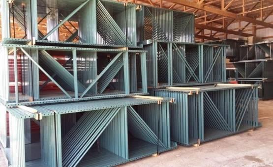 Industrial pallet rack uprights available through RackingDeals.com.