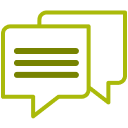 Overlapping speech bubbles icon.