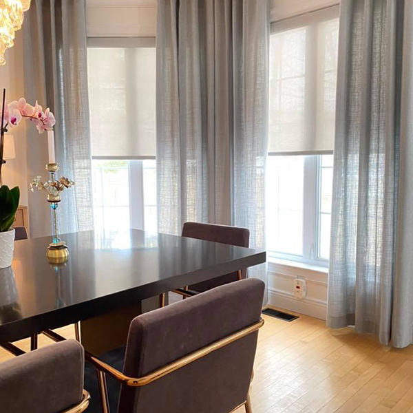 Roller shades with drapes Budget Blinds of Port Perry Blackstock (905)213-2583