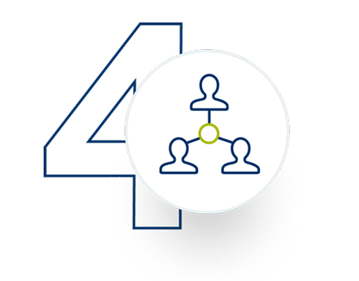 Collaboration icon overlayed on top of the number 4.