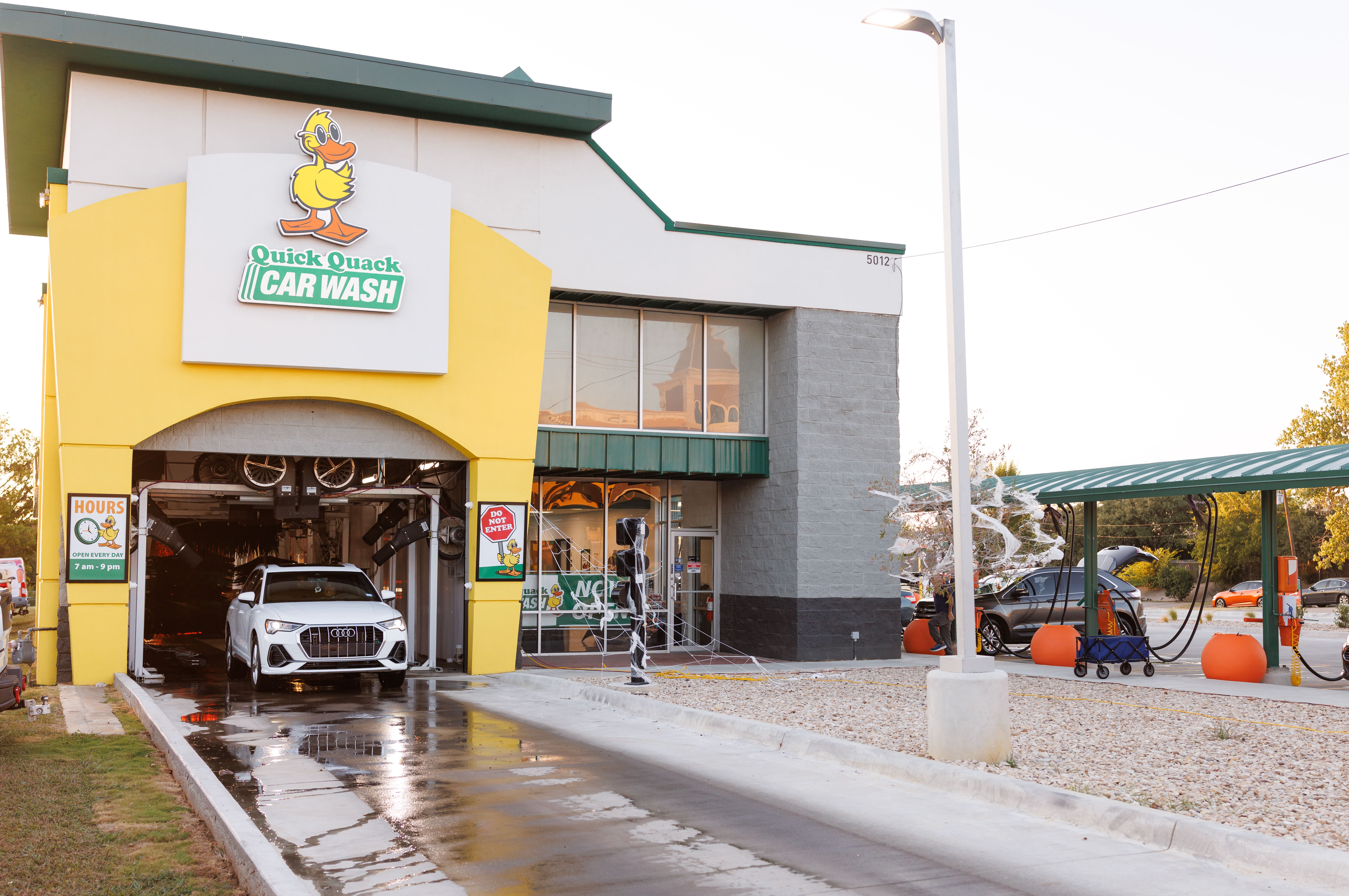 Quick Quack Car Wash is open every day from 7am to 9pm, offering fast express car washes, free vacuums, and unlimited wash memberships at our conveniently located full-service car wash.