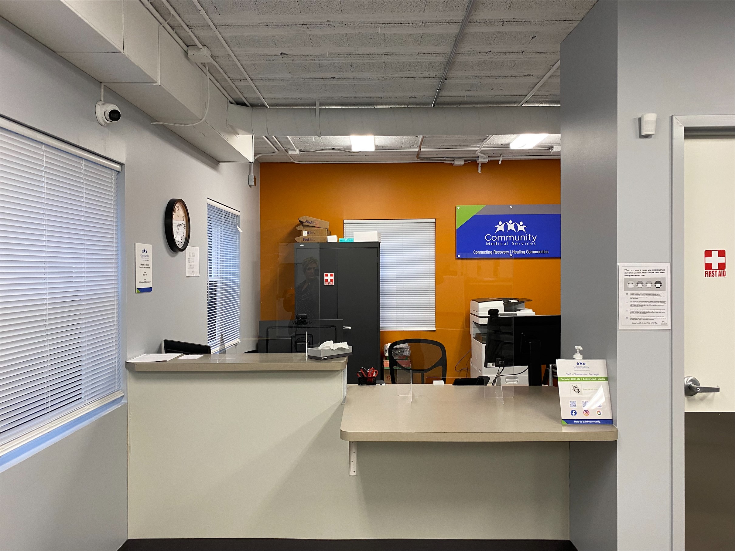Community Medical Services Cleveland on Carnegie; front desk; OTP; opioid treatment; intakes