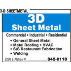 3-D Sheetmetal LLC Logo