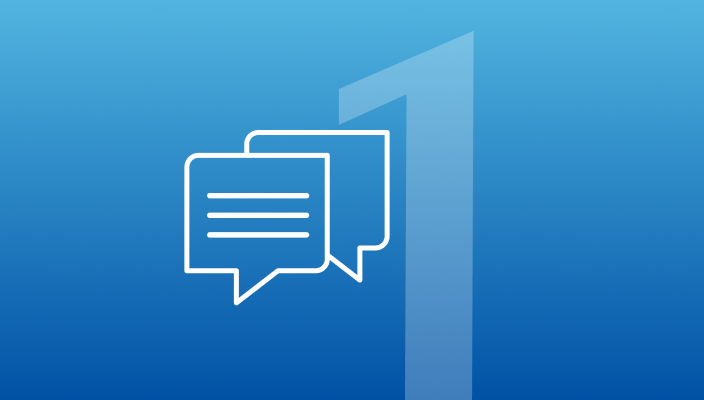 Overlapping speech bubbles icon and a number 1 icon.