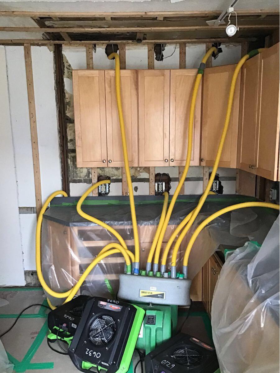 The drying equipment is up and running after a water loss in a local home.