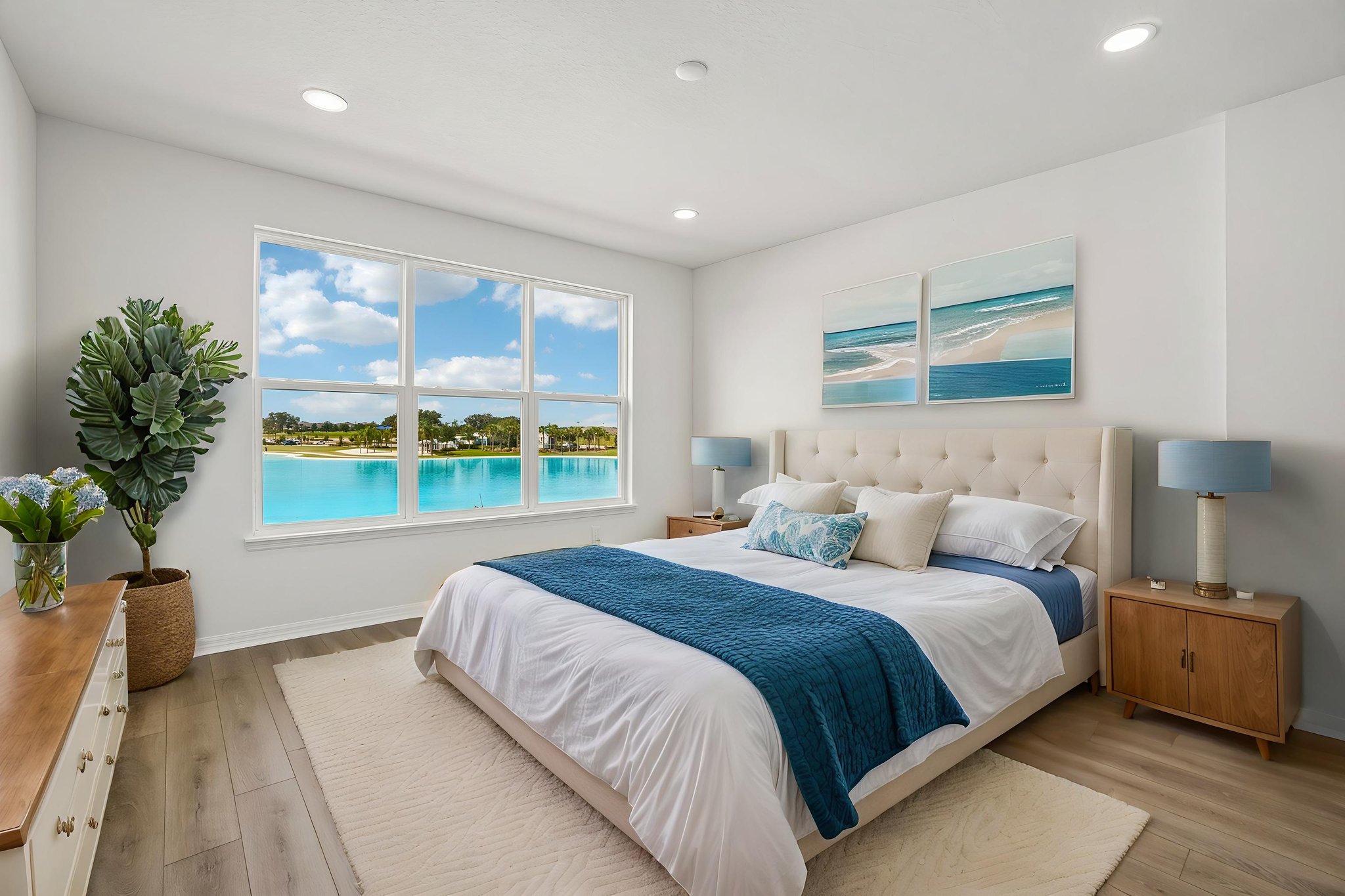 The Primary Bedroom of a DRB Homes Aruba Quick Move-In Homes at Isla Mirada in San Antonio, FL. 
