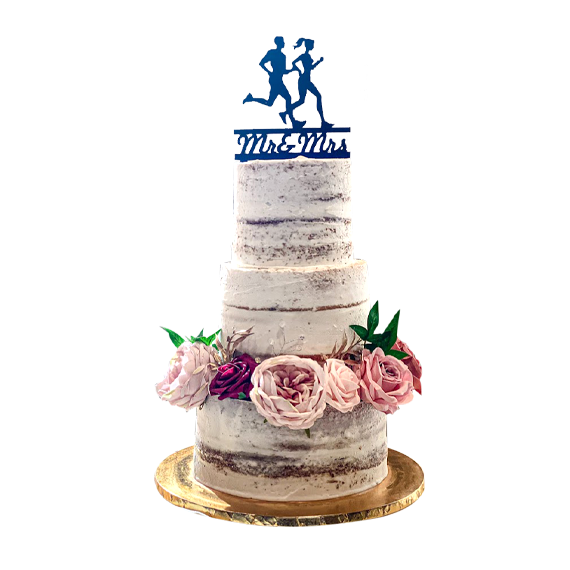 The House of Marissa's Cake - 3 tier wedding cake with natural flowers and light frosting