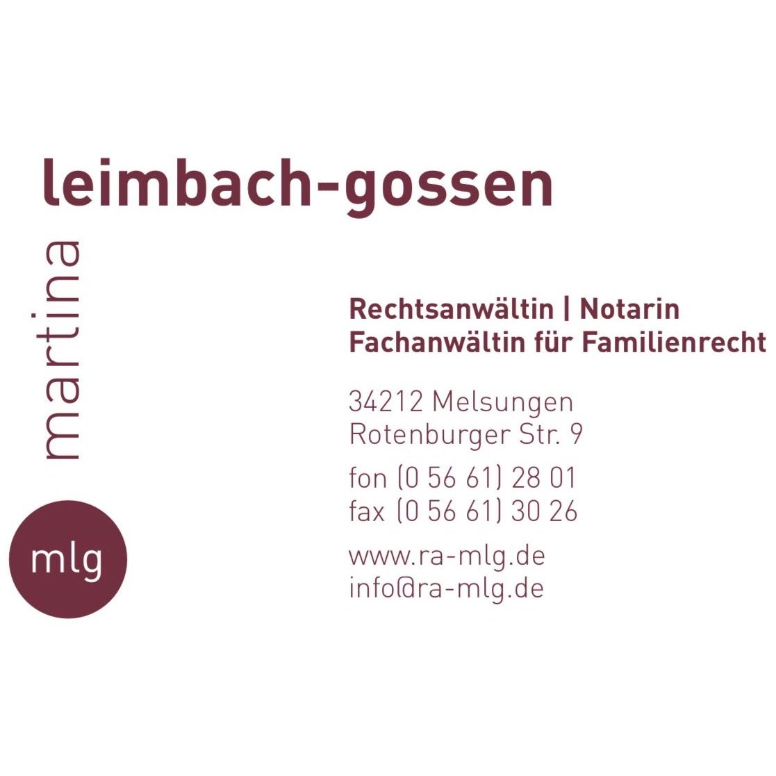Martina Leimbach-Gossen Rechtsanwältin und Notarin in Melsungen