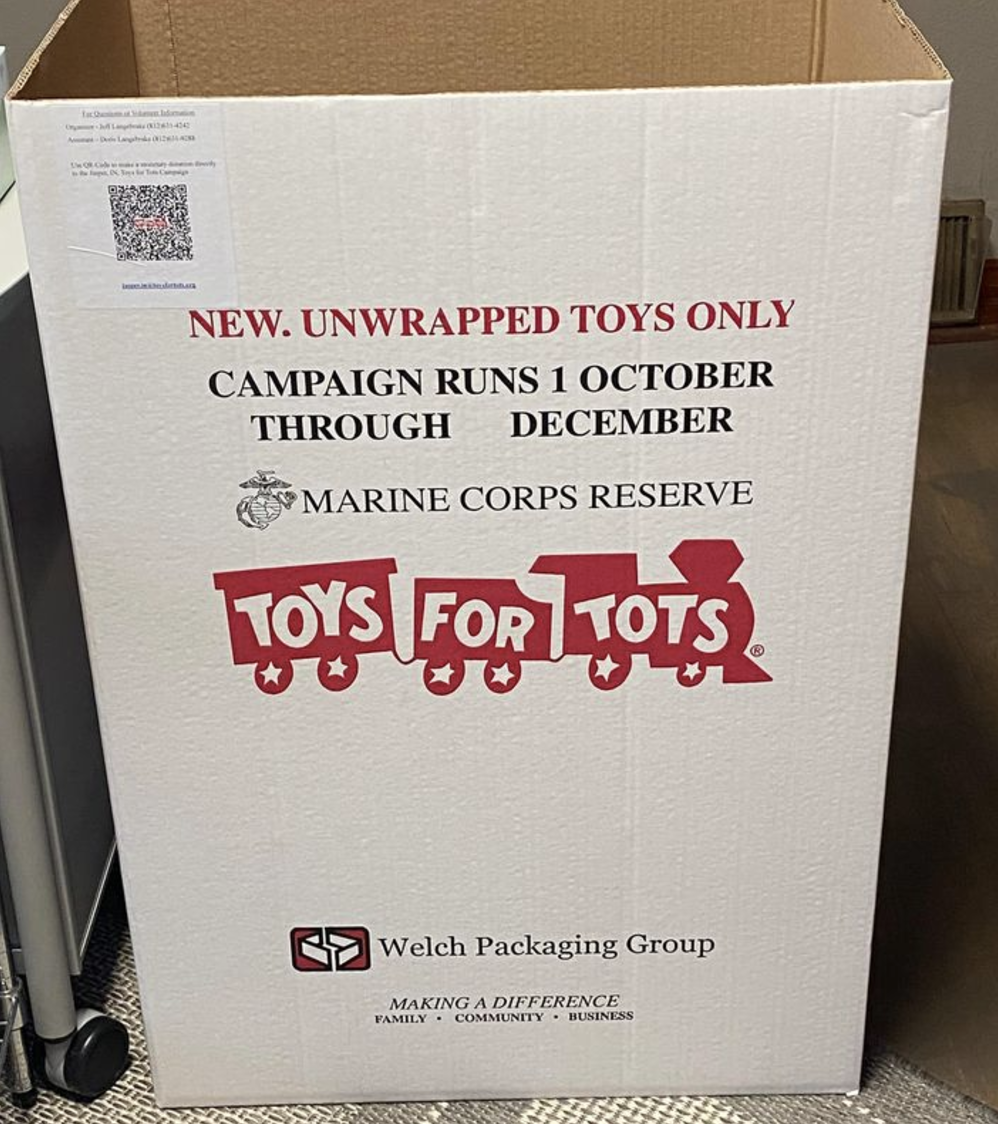 It’s that time of the year again! Both our Jasper office and our Huntingburg office now have boxes for Toys for Tots! We do this every year and need your help! Please help us give a little joy to some children in our community this holiday season.  ￼ Both offices are open from 9 AM to 5 PM Monday through Friday and accepting donations.