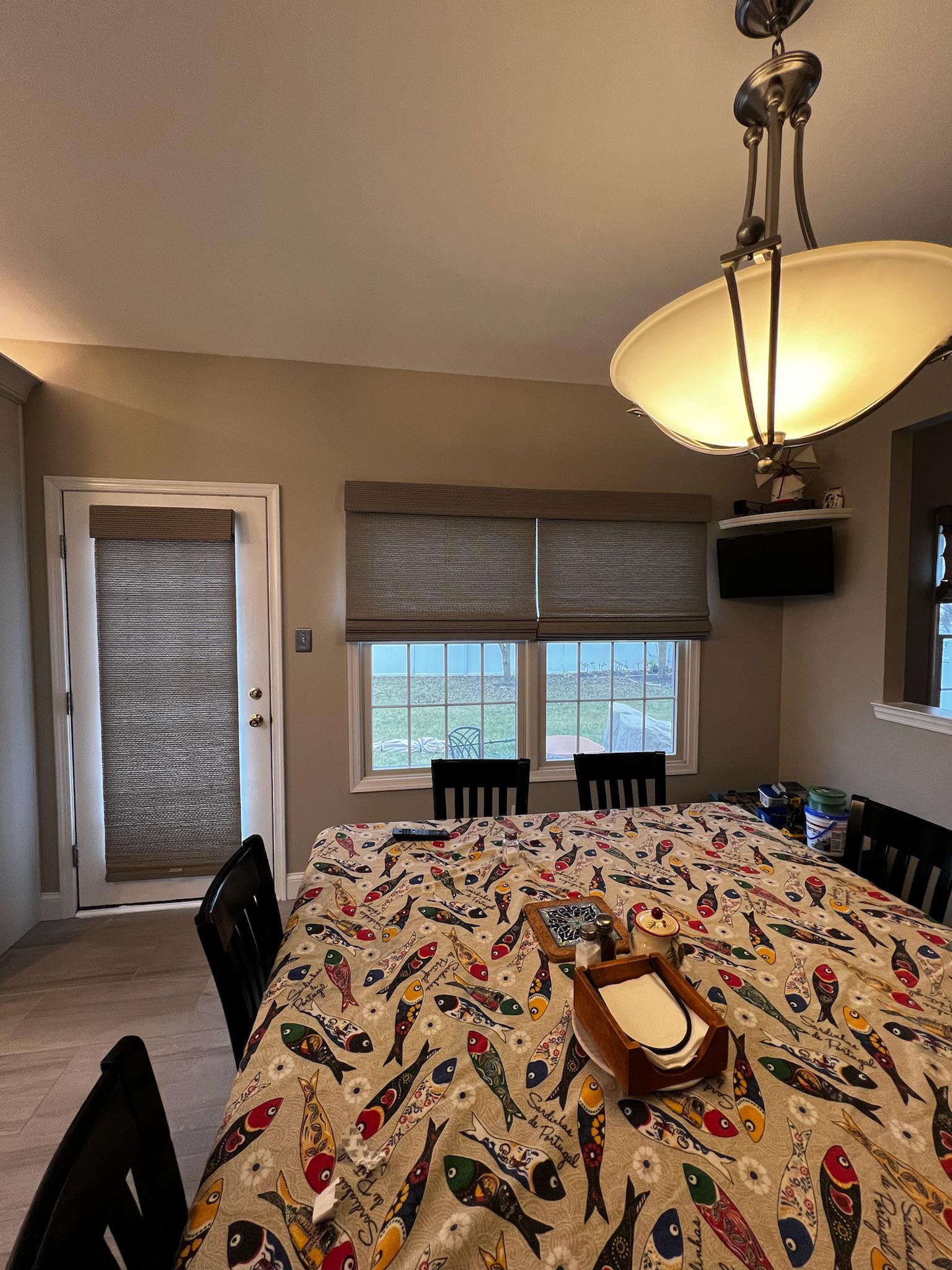 Roman shades are a great way to coordinate your privacy and light filtration on your windows and doors!