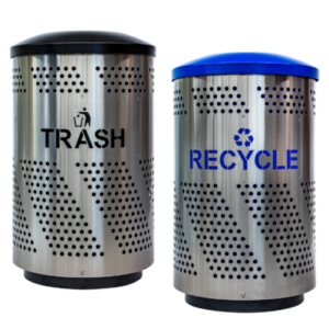 Upgrade your high-traffic space with the 51 series receptacles . These indoor and outdoor bins are stainless steel units which offer high-capacity waste management with a sophisticated, modern aesthetic.