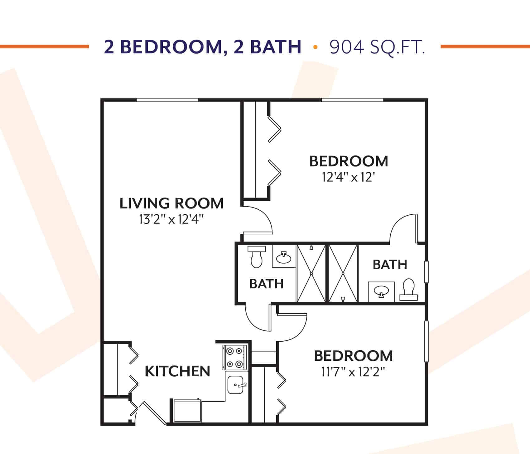 The Solaire At Las Palmas Village 2 bedrooms 2 bathrooms apartment plan