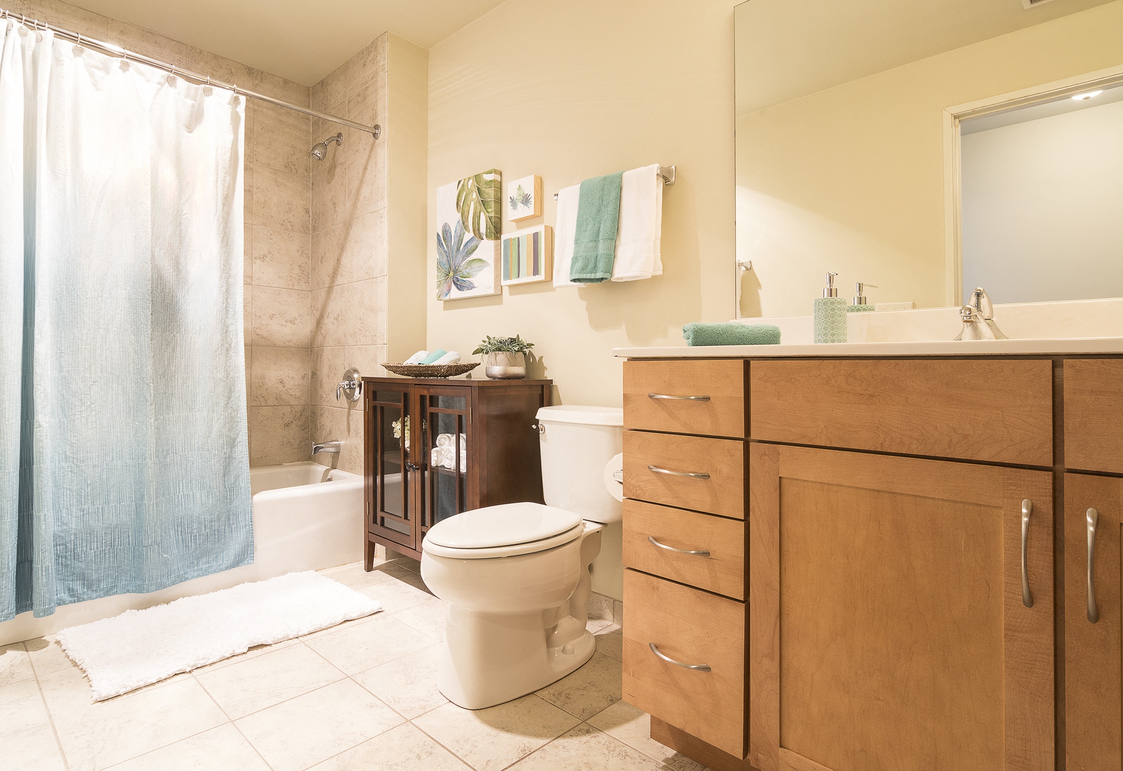 Bathroom With Bathtub and storage 