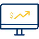 Uptrend computer screen icon.