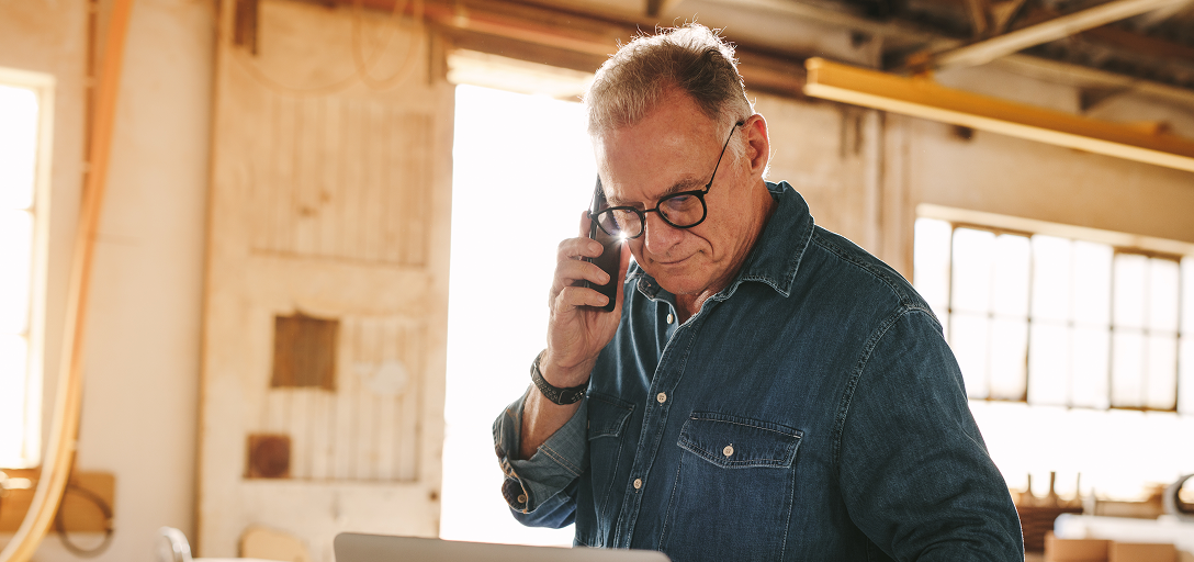 A business owner on the phone.