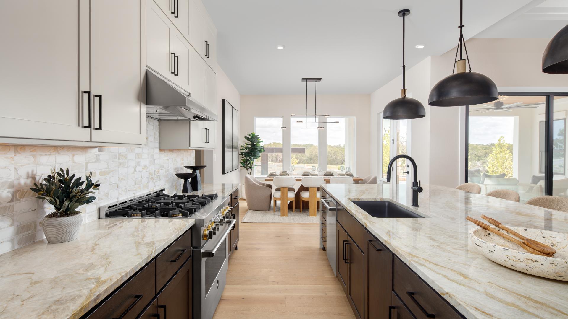 Spacious kitchens with large center islands 