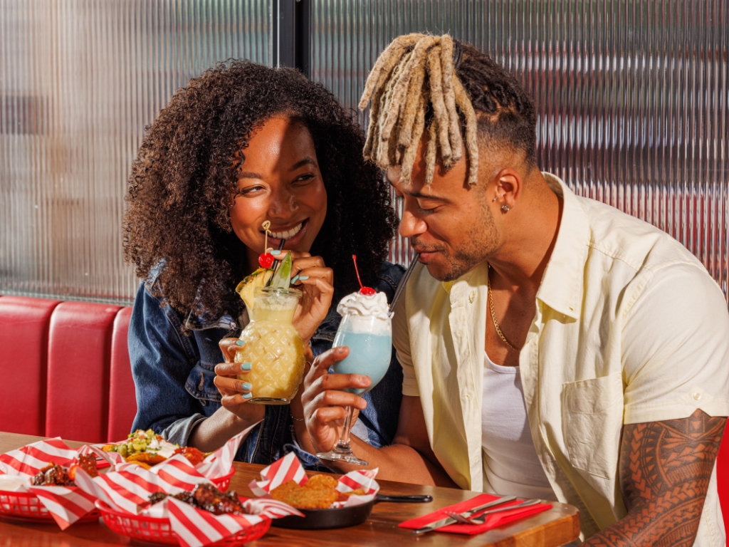 Couple enjoying cocktails
