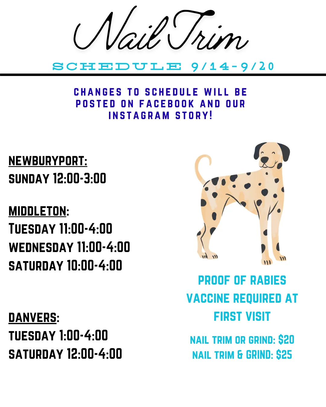 Image of Local Pet Event Nail Trim Schedule 9/14-9/19 Nearby