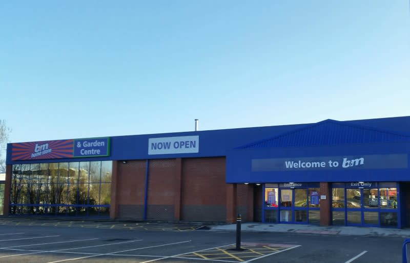 The outside of B&M Mansfield- Baums Lane Home Store & Garden Centre - B&M's 500th store
