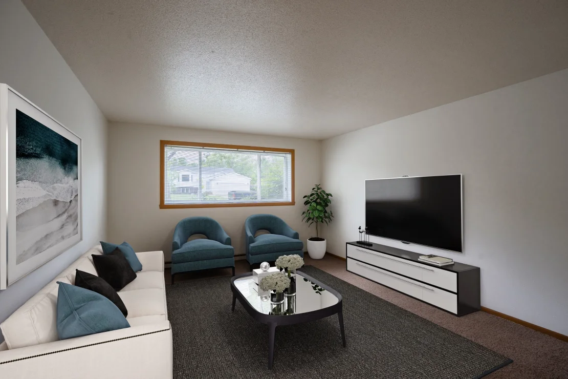 living room with a couch and a coffee table