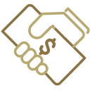 Hand holding money icon.