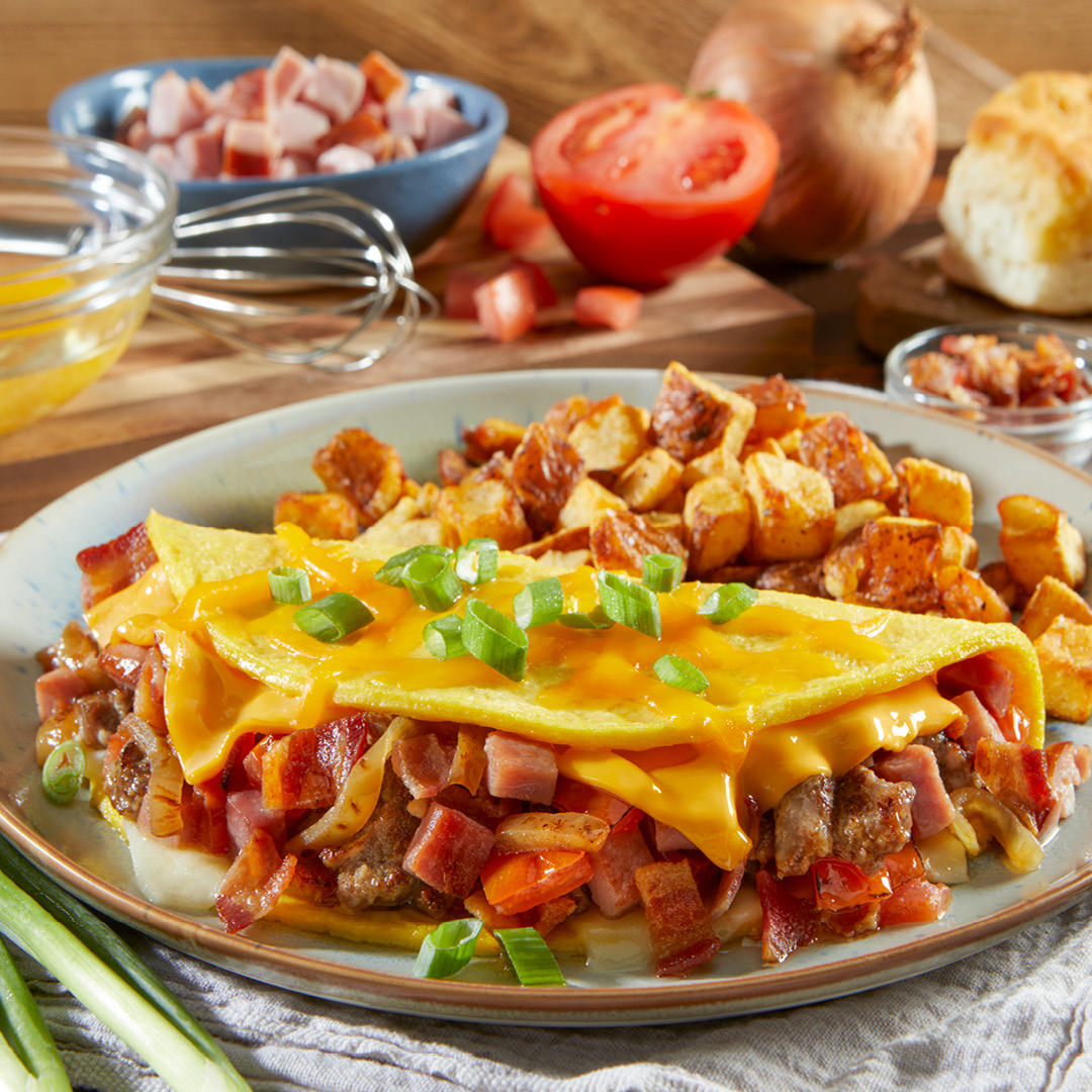 Three Meat and Cheese Omelet