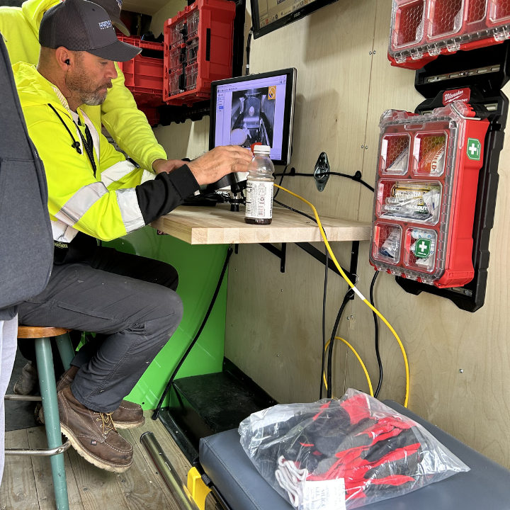 Hydromax Services technicians performing municipal plumbing and infrastructure work. We provide sewer main cleaning, camera inspection, smoke testing, and pump truck services for cities and utility districts across the tri-state area.