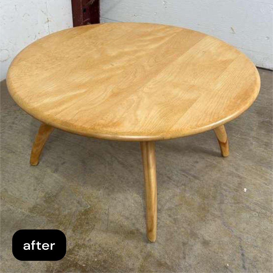 Coffee table repair and refinishing - after