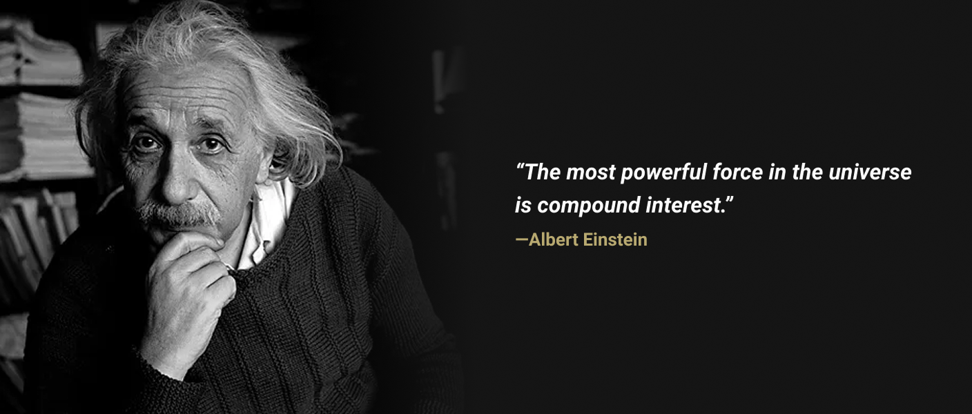 Albert Einstein looking pensively at the camera.